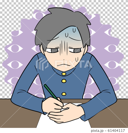 手元を隠して書く男の子（背景有り） 61404117