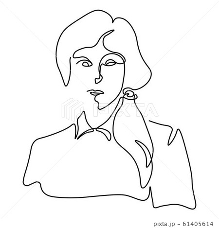 Continuous line female portrait isolated icon or outline drawing 61405614