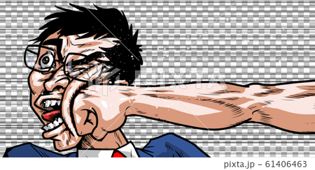 ハゲ,薄毛,脱毛,ボクシング,ストレート,パンチ,殴る,劇画,漫画、イラスト,熱血,闘い,バトル, 61406463
