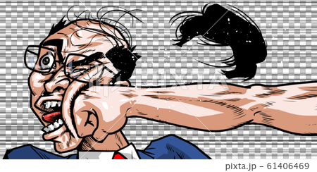 ハゲ,薄毛,脱毛,ボクシング,ストレート,パンチ,殴る,劇画,漫画、イラスト,熱血,闘い,バトル, 61406469