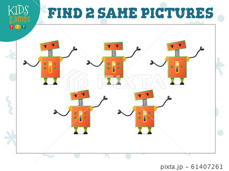 Find two same pictures kids game vector illustration. 61407261