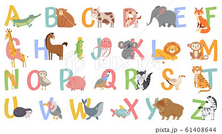 Cartoon animals alphabet for kids. Learn... - Stock Illustration [61408644]  - PIXTA
