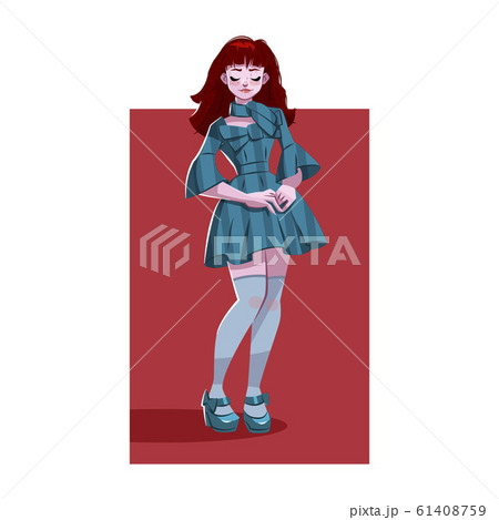 The Red Haired Girl In A Short Dress Stock Illustration