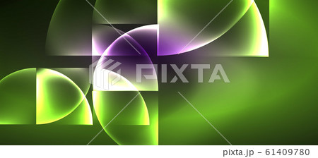 Neon glowing techno lines, hi-tech futuristic abstract background. Template with abstract shapes in dark space 61409780