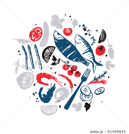 Fish menu design. Fresh farm products. Fish menu design. Fresh farm products. 61409835