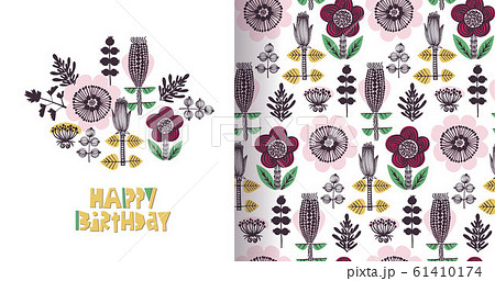 Happy birthday floral card in Scandinavian style Happy birthday floral card in Scandinavian style 61410174