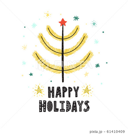 Happy holidays cute card with a Christmas tree 61410409