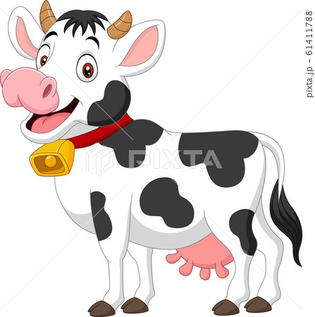 Cartoon Happy Cow Isolated On White Backgroundのイラスト素材