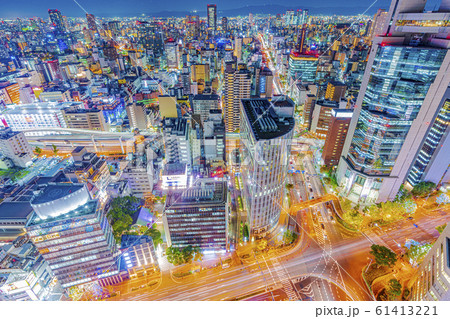 大阪 都市景観 夜景 東梅田方面 大阪 都市景観 夜景 東梅田方面 61413221