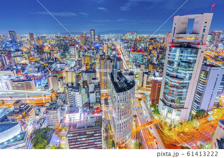 大阪　都市景観　夜景　東梅田方面　 61413222