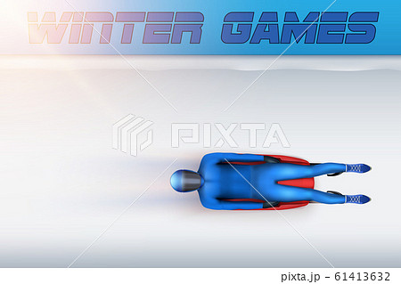Luge in motion on sport Track Luge in motion on sport Track 61413632