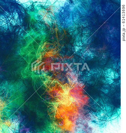 Artistic painting background.  Variety paint lines , spots in iridescent colors. Bright pattern. Mixed media 2d illustration 61413696