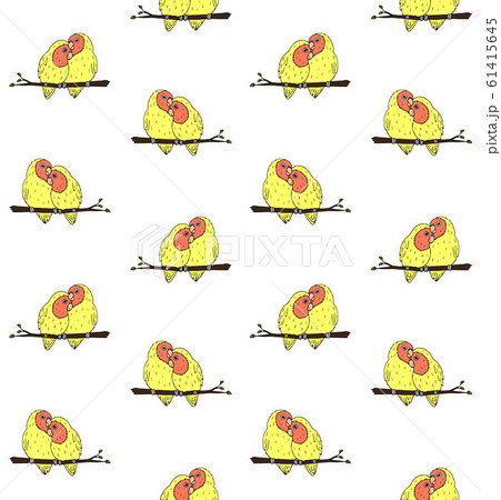 Vector seamless pattern of yellow lovebird parrot 61415645