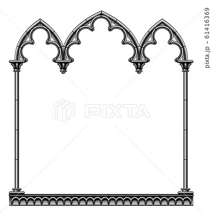 Black gothic decorative frame isolated on white 61416369