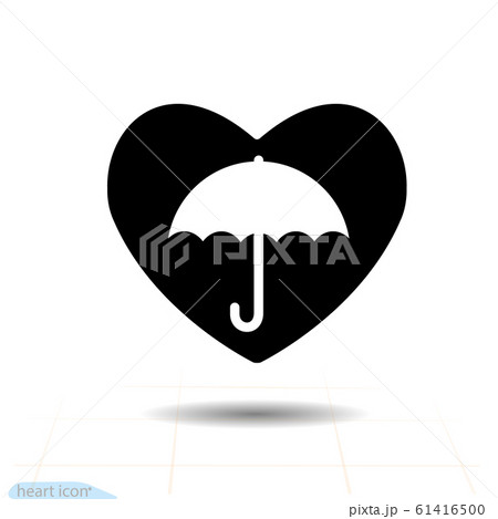 Heart vector black icon. Umbrella in heart. 61416500