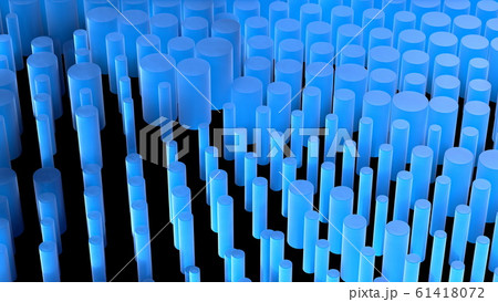 Abstract composition background full of cylinders made of frost blue glass. 3d illustration 61418072