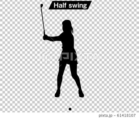 ゴルフスイング女子03 Half Swingのイラスト素材
