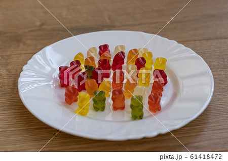 Colorful Gummy Bears on a plate Colorful Gummy Bears on a plate 61418472