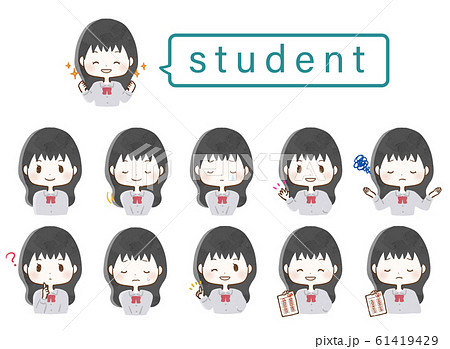 女性 学生 かわいいのイラスト素材