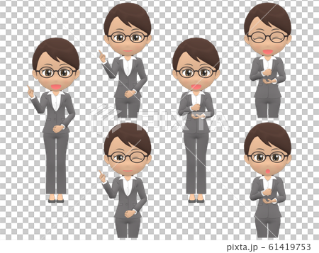 [Flash A] Black Woman Suit Ponytail Front View 61419753