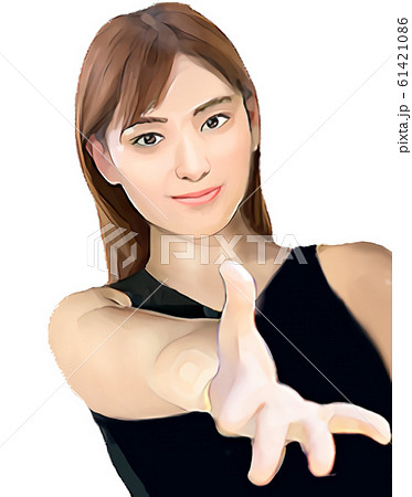 手繋ご！　握手を要求する女性 61421086