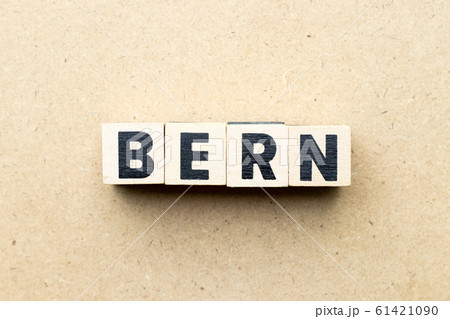 Letter block in word Bern on wood background 61421090