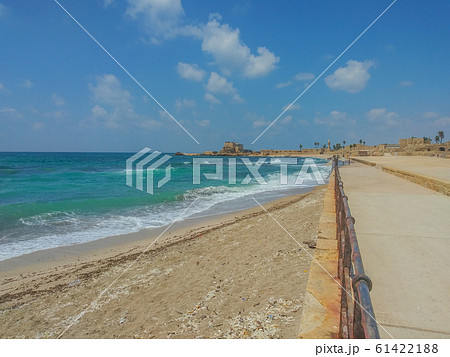 Roman ruins at Caesarea National Park along the Mediterranean Sea, in northern Sharon, Israel. 61422188