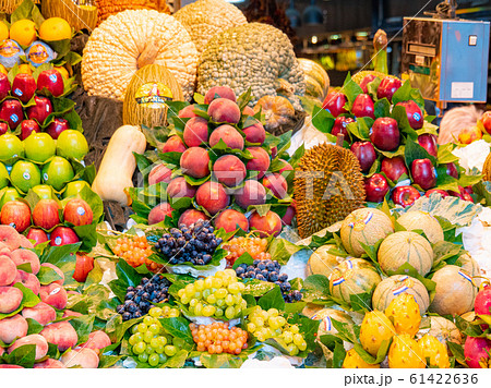 Shelves full of fresh fruits, close up view. Fruit Shelves full of fresh fruits, close up view. Fruit 61422636