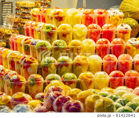Fresh fruits and vegetables cutted into pieces in Fresh fruits and vegetables cutted into pieces in 61422641
