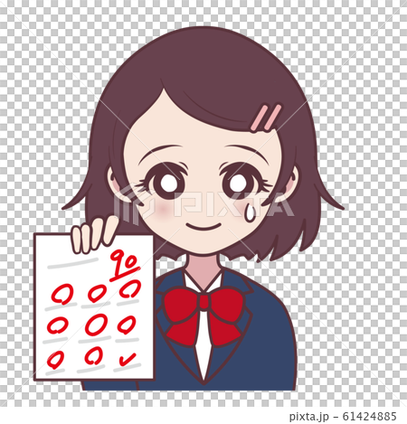 女の子 テスト90点 学生 のイラスト素材