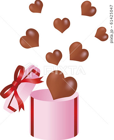 バレンタイン ハート チョコレート ギフト ボックス 箱 シンプル 立体的のイラスト素材