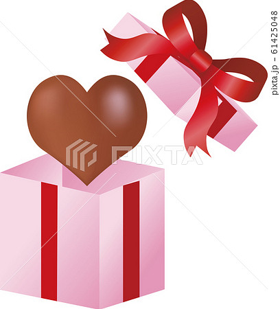 バレンタイン ハート チョコレート ギフト ボックス 箱 シンプル 立体的のイラスト素材