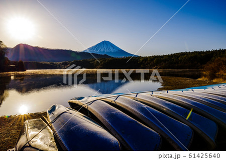 早朝の富士山・西湖 早朝の富士山・西湖 61425640