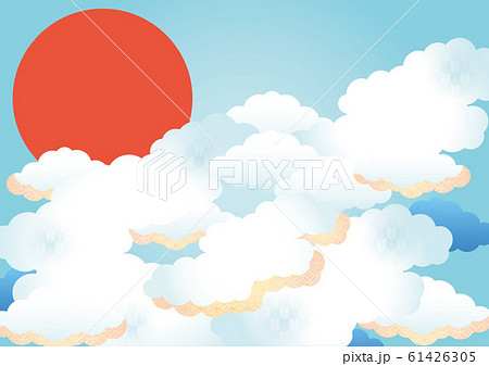 背景素材 空 雲 太陽 よこ1 1のイラスト素材