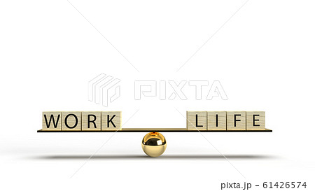 The wood cube work and life on plate balance 3d rendering for abstract content. 61426574