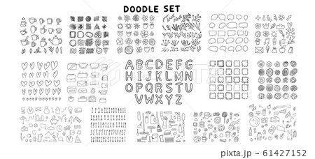 Set of doodle icon. Hand drawn illustration. Set of doodle icon. Hand drawn illustration. 61427152