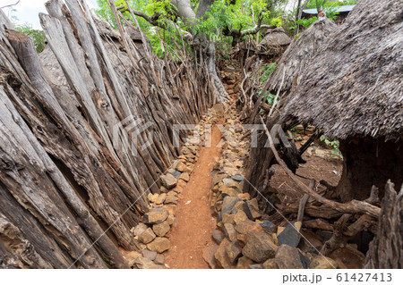 path in walled village tribes Konso, Ethiopia path in walled village tribes Konso, Ethiopia 61427413