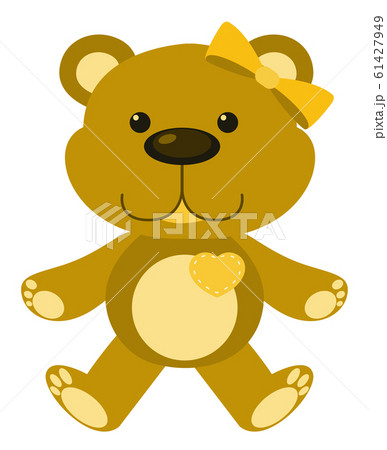 Cute Teddy Bear In Yellow Color On Whiteのイラスト素材