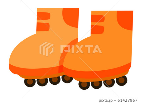 Isolated pair of rollerskates in orange color Isolated pair of rollerskates in orange color 61427967