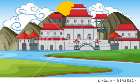 An outdoor scene with Asian castle 61428217