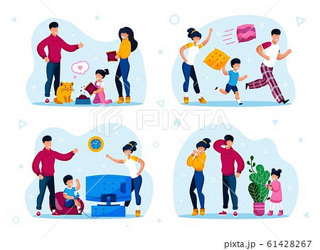 Family Home Activities and Rest Flat Vector Set Family Home Activities and Rest Flat Vector Set 61428267