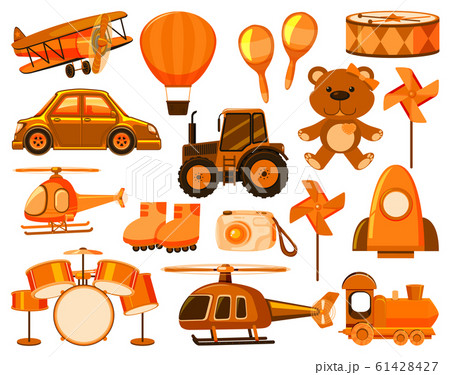 Large Set Of Different Objects In Orangeのイラスト素材