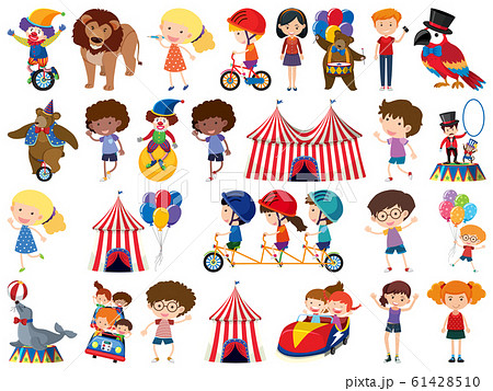 Large set of isolated objects of kids and circus 61428510