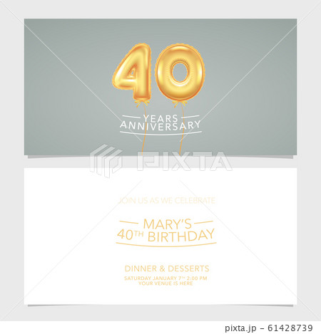 40 years anniversary invitation card vector illustration. Double sided graphic design template 40 years anniversary invitation card vector illustration. Double sided graphic design template 61428739