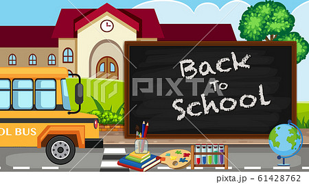 Back to school sign at the school building Back to school sign at the school building 61428762