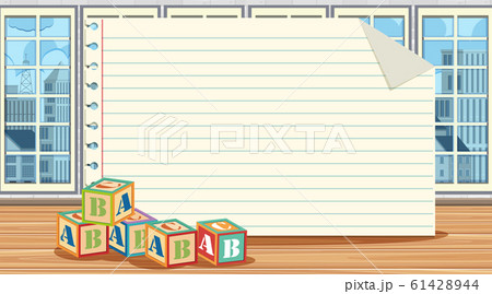 Paper template with alphabet blocks on the floor 61428944