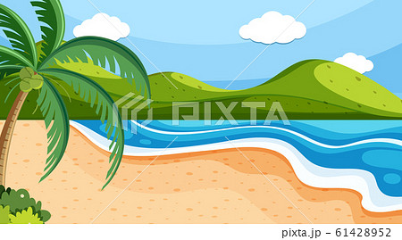 Nature scene with ocean and hills 61428952
