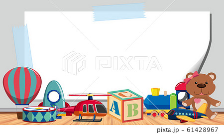 Border template with many toys on the floor 61428967