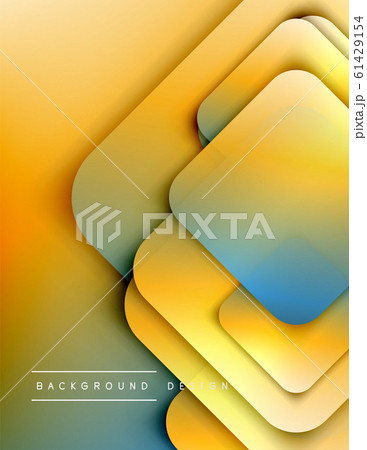 Rounded squares shapes composition geometric abstract background. 3D shadow effects and fluid gradients. Modern overlapping forms. 61429154