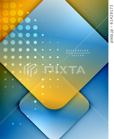 Rounded squares shapes composition geometric abstract background. 3D shadow effects and fluid gradients. Modern overlapping forms. 61429173